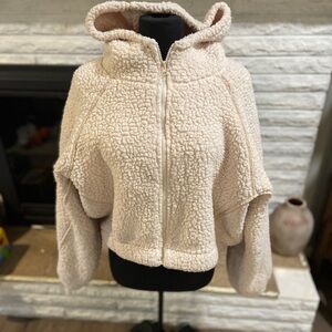 Wild fable Cream Sherpa Cropped Zip Up
